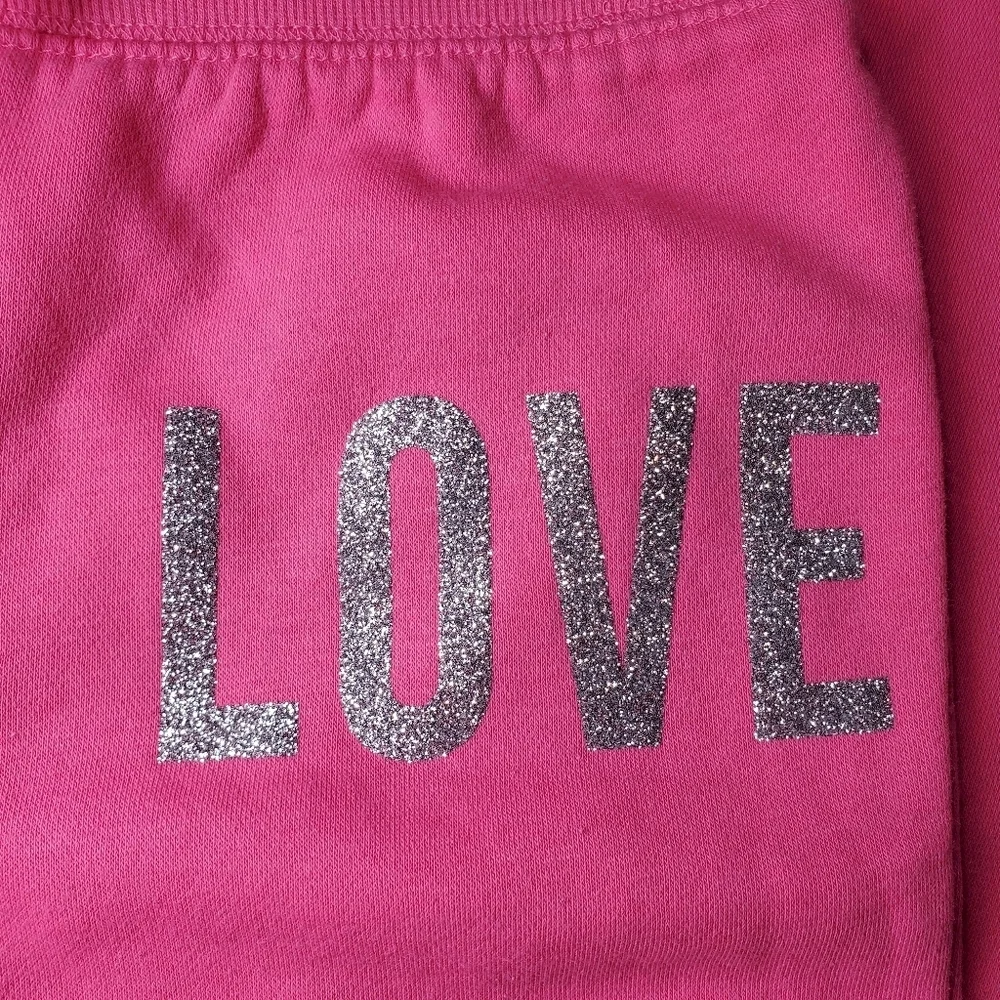 The Children’s Place Pink & Silver LOVE Jogger Sweatpants Girls Size Large 10/12
